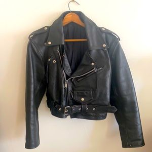 Vintage Leather Motorcycle Biker Jacket S M in AMAZING Shape!